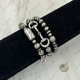 SB1155-SB                Triple Navajo pearl with horse bite charm Bracelet set