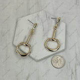 SEA026-GD            Golden metal horse bite Earring
