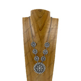 SN0504-SB              22'' Silver-tone metal chain with flower concho Necklace