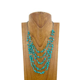 SNQ-115                                  5 strings blue turquoise chips Necklace