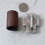 WPD250530-04-BLUE           55x45mm blue turquoise cross with silver base wild rag slide