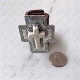 WPD250530-04-WHITE           55x45mm white turquoise cross with silver base wild rag slide