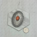 WRS240615-39            Silver metal with orange stone western rag slide