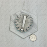 WRS240615-40                 Silver metal with blue turquoise stone western rag slide