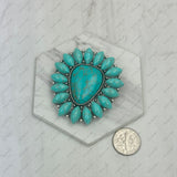 WRS240615-40                 Silver metal with blue turquoise stone western rag slide