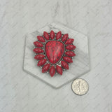 WRS240615-41               Silver metal with red turquoise stone western rag slide