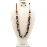 Half copper crystal bead necklace transerable to choker, half copper and silver crystal beads transferable to bracelets