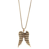 NK160101-19 COP   Long Chain Necklace with Wing, Feather Pendant