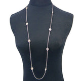 NK160101-05SLV  Long Metal Necklace With Parts Between