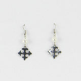 ERS150216-09 SLV  Vintage Cross Earring, With Glass Pearl Beads on Top