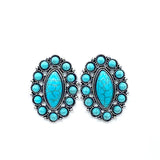 ER211230-04TRQ  Turquoise Blossom Round Drop Earrings