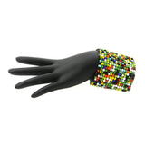BRS170723-02MT 2.25"WIDE MULTI STRINGS MULTI COLOR  SEED BEADS  STRETCH BRACELET