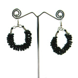 ERS170801-01BLK  BLACK SEED BEADS ROUND CIRCLE EARRING