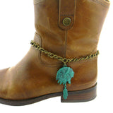 BOT150101-07  INDIAN HEAD/FEATHER CHARM BOOT CHAIN