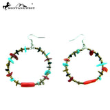 ERS160321-04  TQ CHIPS BEADS IN B/W LOOP EARRING, MULTI