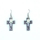 ERS150216-01SLV Vintage Cross Earring With TQ Beads